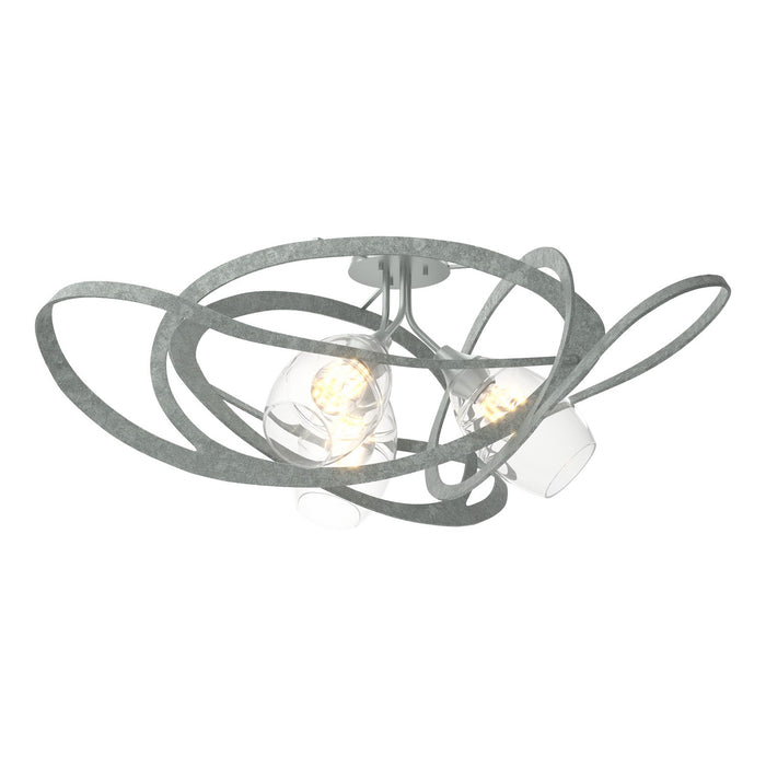 Hubbardton Forge 128720-SKT-82-ZM0621 Three Light Semi-Flush Mount, Vintage Platinum