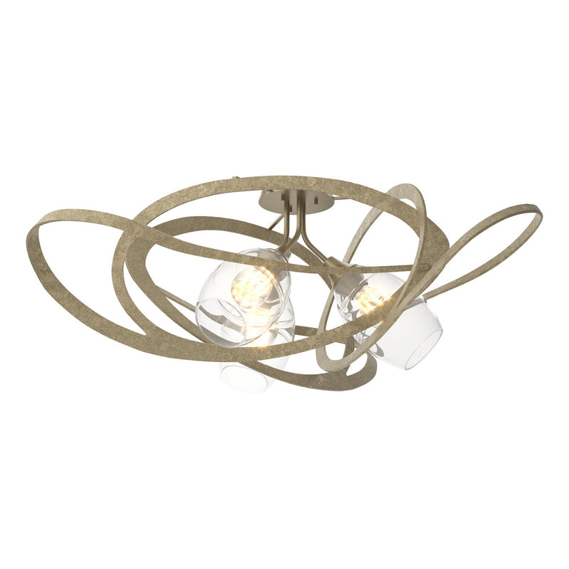 Hubbardton Forge 128720-SKT-84-ZM0621 Three Light Semi-Flush Mount, Soft Gold