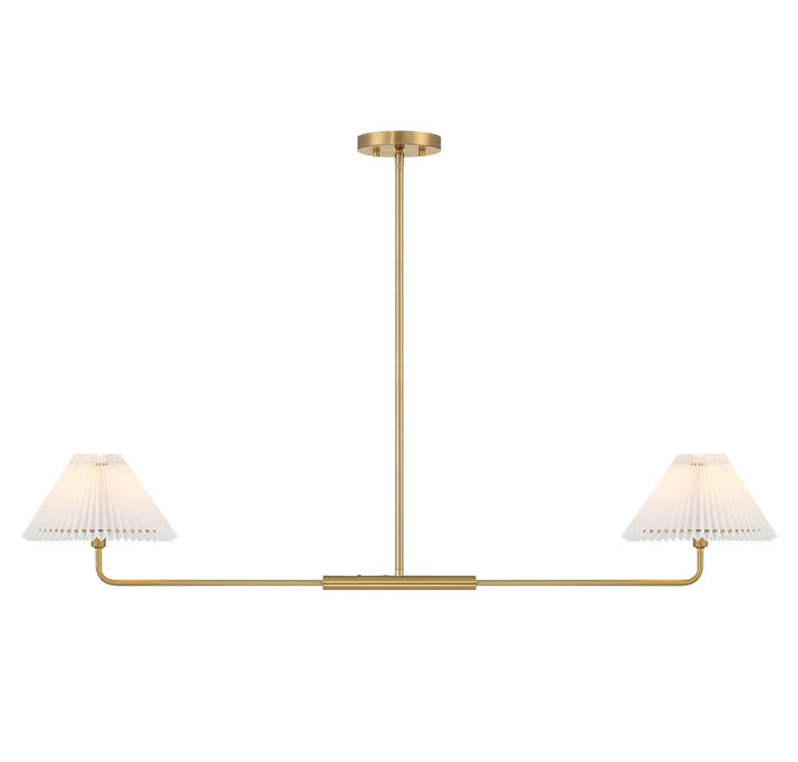 Meridian M100122NB Two Light Linear Chandelier, Natural Brass
