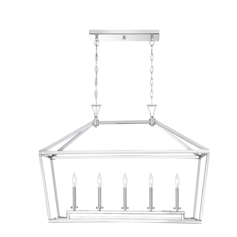 Savoy House 1-424-5-109 Five Light Linear Chandelier, Polished Nickel