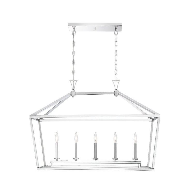 Savoy House 1-424-5-109 Five Light Linear Chandelier, Polished Nickel