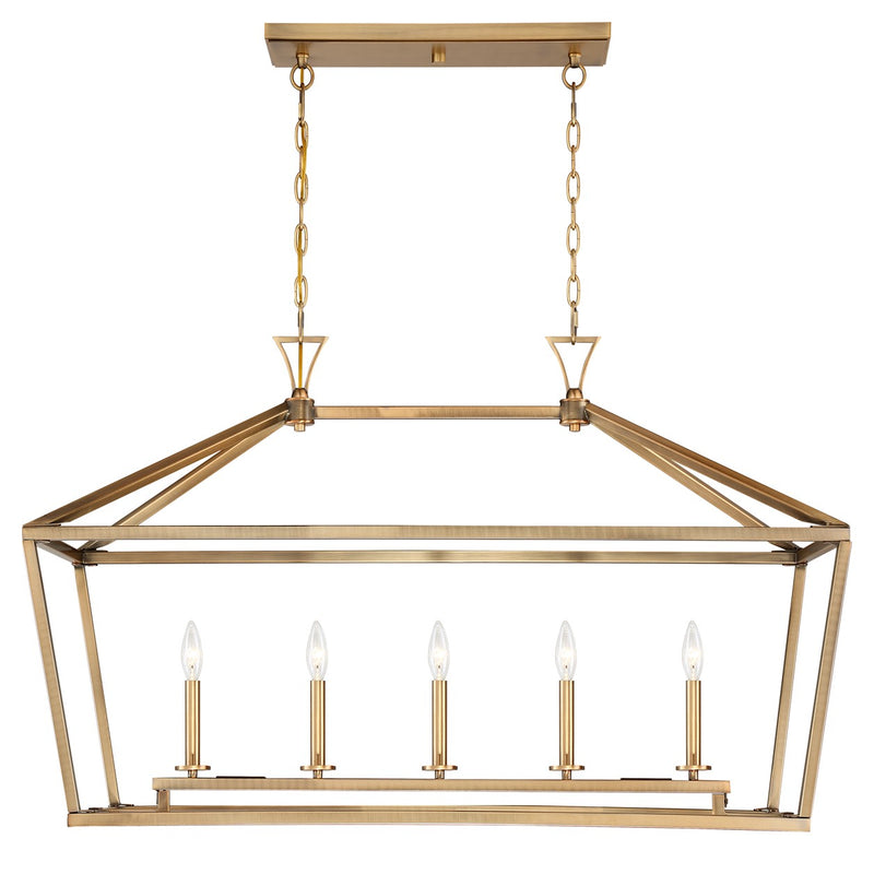 Savoy House 1-424-5-322 Five Light Linear Chandelier, Warm Brass