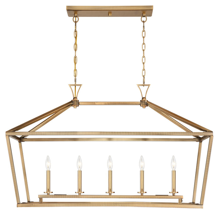 Savoy House 1-424-5-322 Five Light Linear Chandelier, Warm Brass