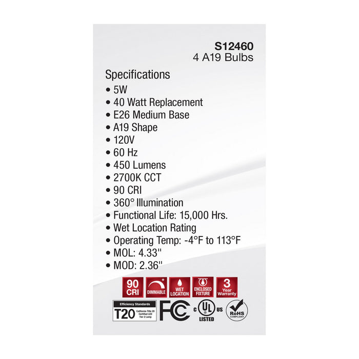 Satco S12460 Light Bulb, Clear