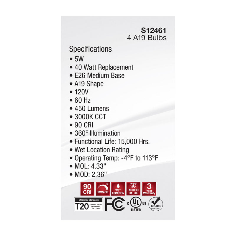 Satco S12461 Light Bulb, Clear
