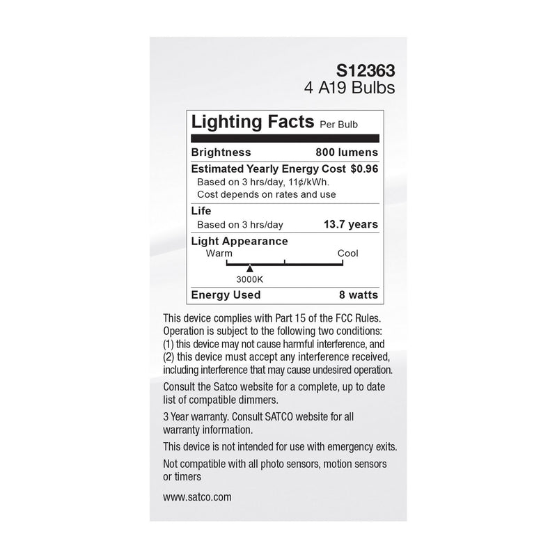 Satco S12463 Light Bulb, Clear
