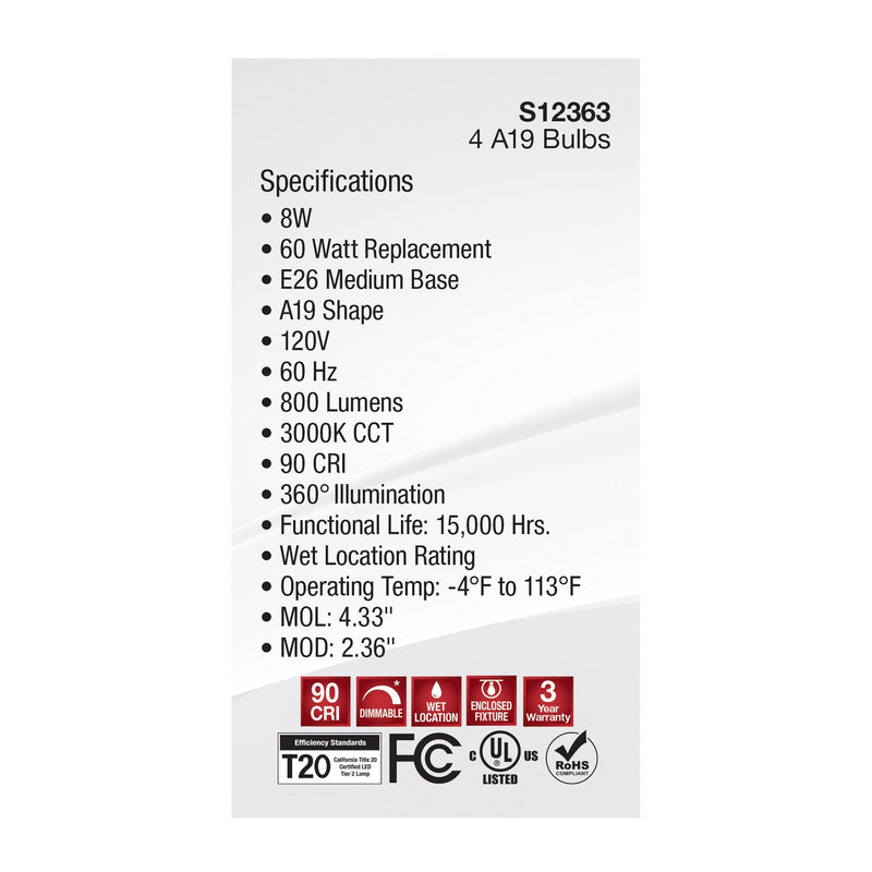 Satco S12463 Light Bulb, Clear