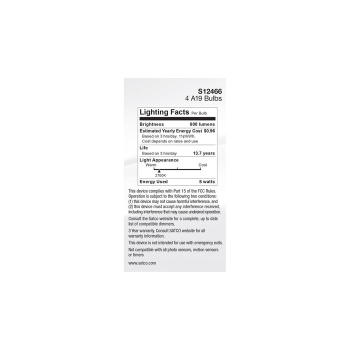 Satco S12466 Light Bulb, Soft White