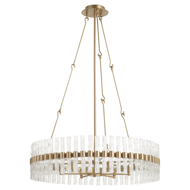 Cyan 11627 Six Light Chandelier, Aged Brass