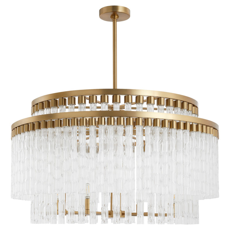 Cyan 11628 12 Light Chandelier, Aged Brass