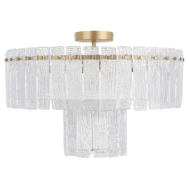 Cyan 11630 Seven Light Ceiling Mount, Aged Brass