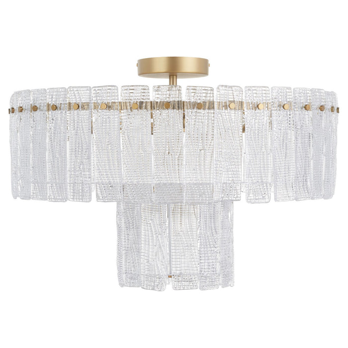 Cyan 11630 Seven Light Ceiling Mount, Aged Brass