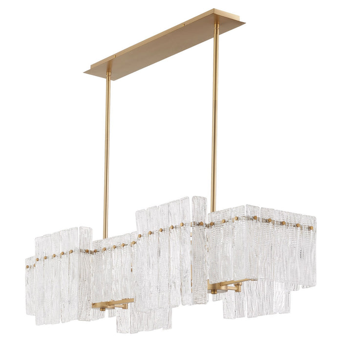 Cyan 11632 Eight Light Linear Pendant, Aged Brass