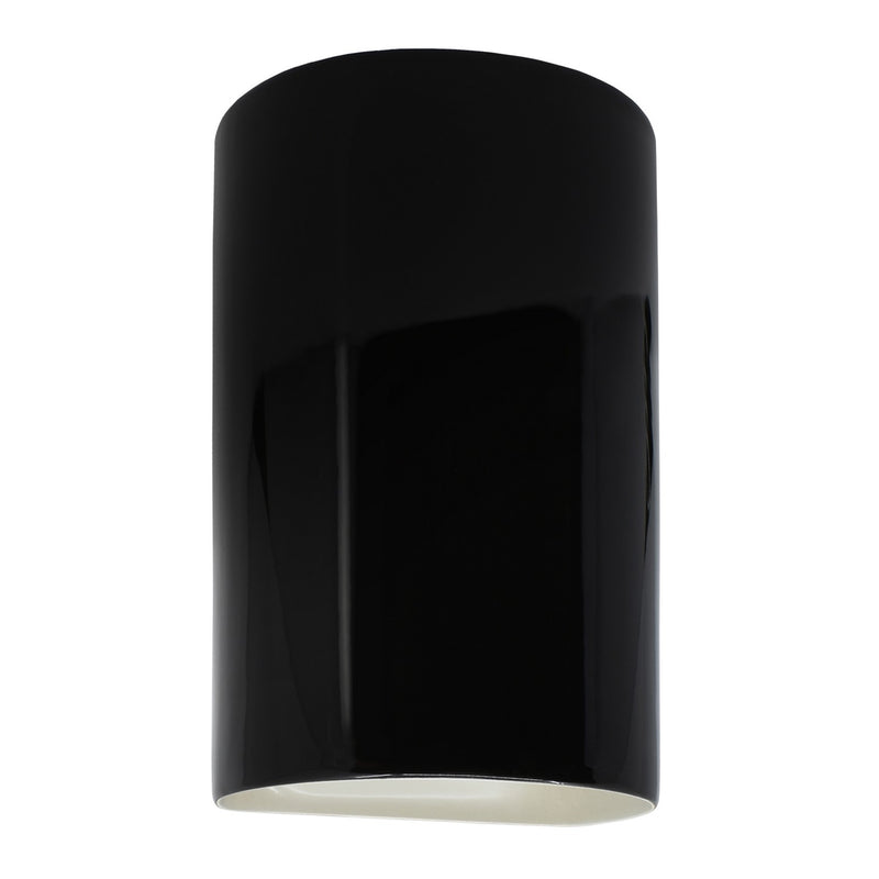 Justice Designs CER-5265W-BKMT LED Wall Sconce, Gloss Black with Matte White internal