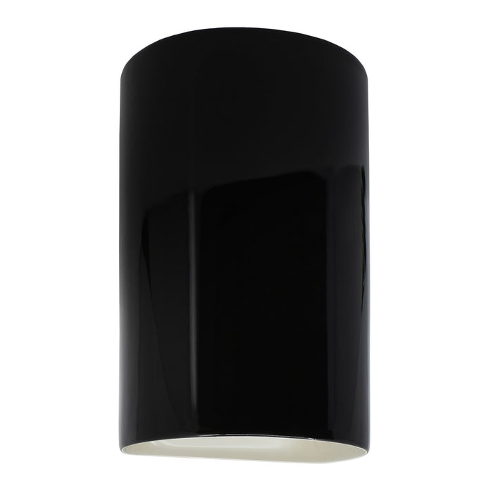 Justice Designs CER-5265W-BKMT LED Wall Sconce, Gloss Black with Matte White internal