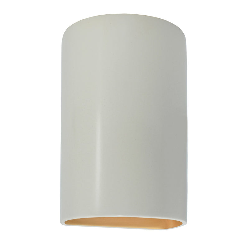 Justice Designs CER-5265W-MTGD LED Wall Sconce, Matte White with Champagne Gold internal