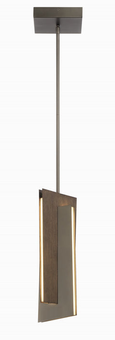 George Kovacs P1641-895-L LED Mini Pendant, Midnight Iron & Faux Walnut