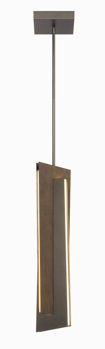 George Kovacs P1642-895-L LED Mini Pendant, Midnight Iron & Faux Walnut