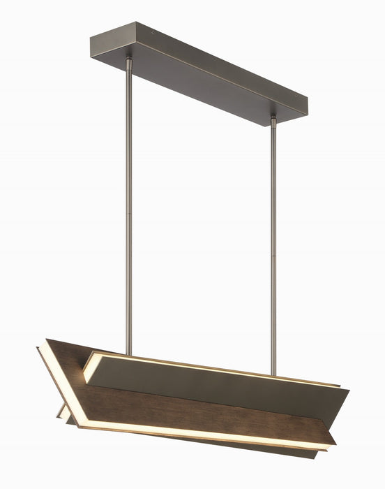 George Kovacs P1648-895-L LED Island Pendant, Midnight Iron & Faux Walnut