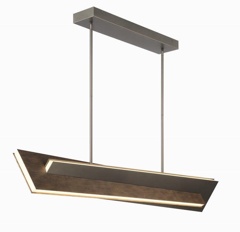 George Kovacs P1649-895-L LED Island Pendant, Midnight Iron & Faux Walnut