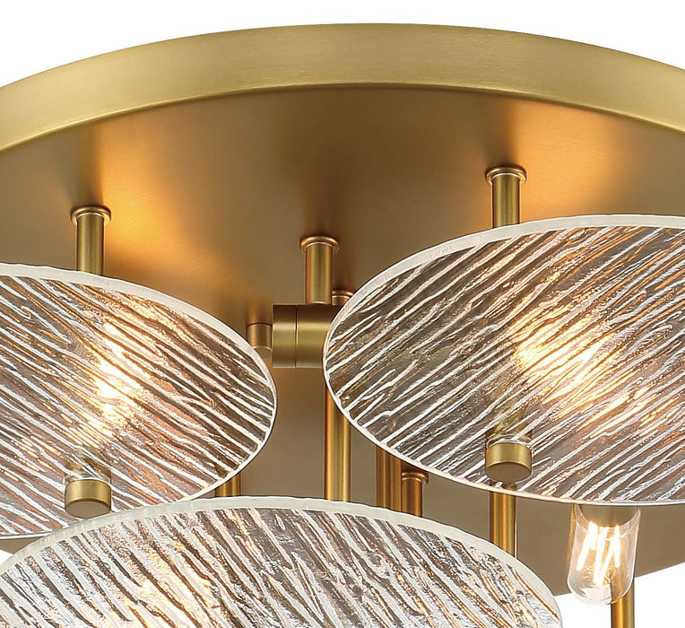 Minka-Lavery 1124-695 Four Light Flush Mount, Soft Brass