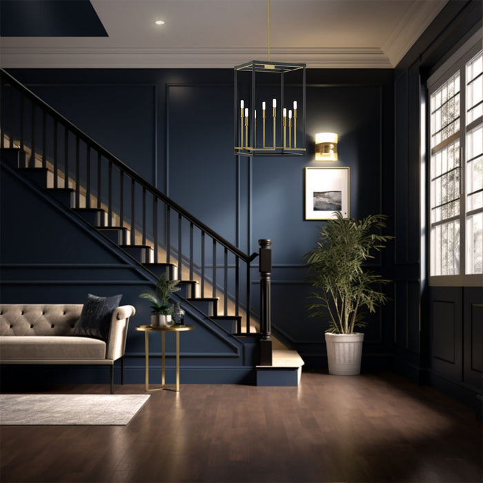 Minka-Lavery 2117-726 Eight Light Pendant, Coal And Soft Brass
