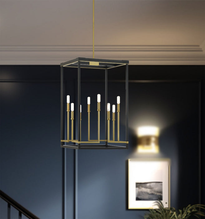 Minka-Lavery 2117-726 Eight Light Pendant, Coal And Soft Brass