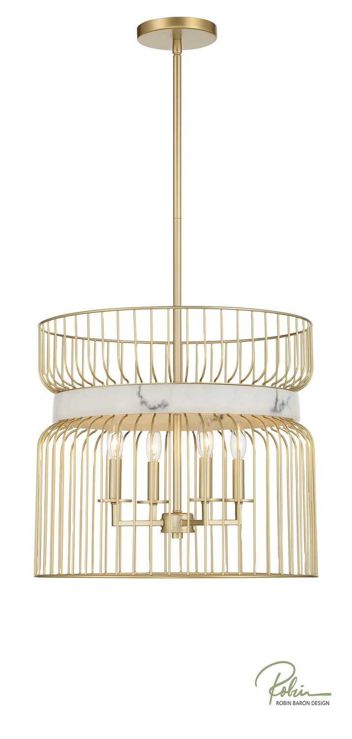 Minka-Lavery 3394-754 Four Light Pendant, Nouveau Gold