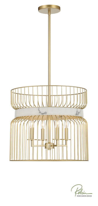 Minka-Lavery 3394-754 Four Light Pendant, Nouveau Gold