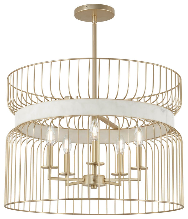 Minka-Lavery 3395-754 Five Light Pendant, Nouveau Gold