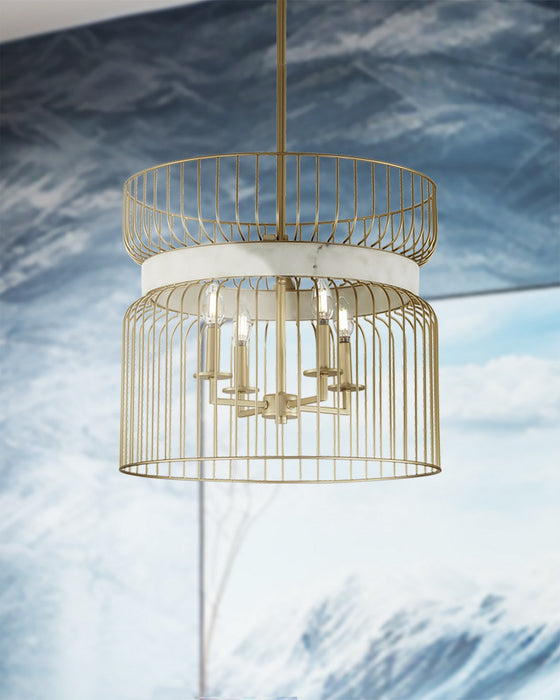 Minka-Lavery 3395-754 Five Light Pendant, Nouveau Gold