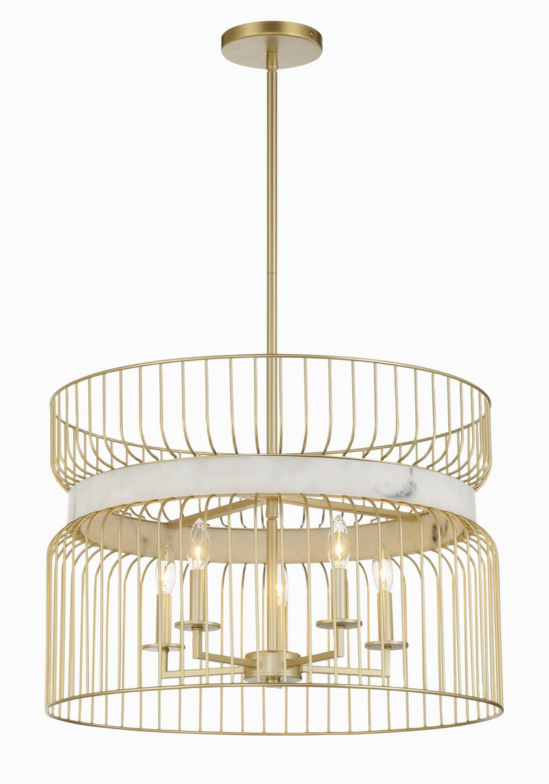 Minka-Lavery 3395-754 Five Light Pendant, Nouveau Gold