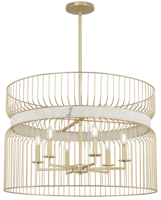 Minka-Lavery 3396-754 Six Light Pendant, Nouveau Gold