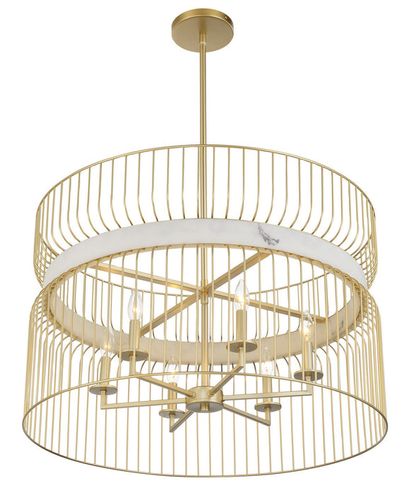 Minka-Lavery 3396-754 Six Light Pendant, Nouveau Gold
