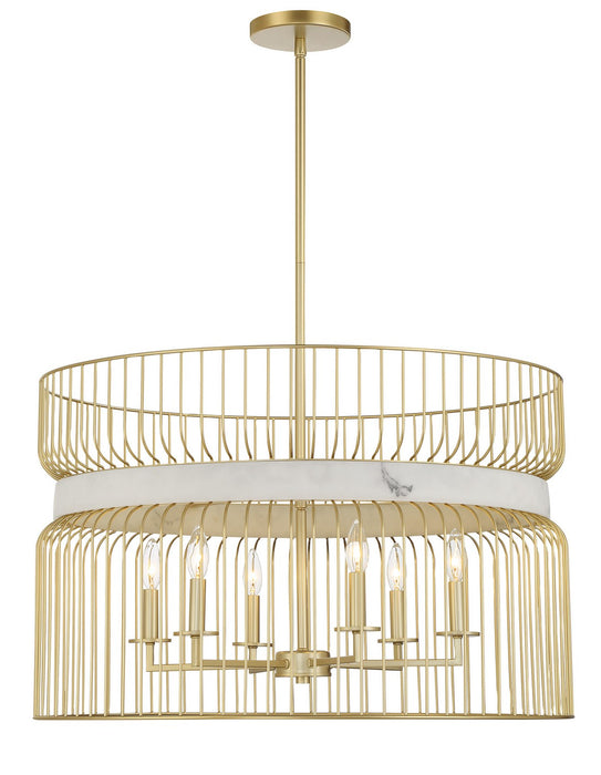 Minka-Lavery 3396-754 Six Light Pendant, Nouveau Gold
