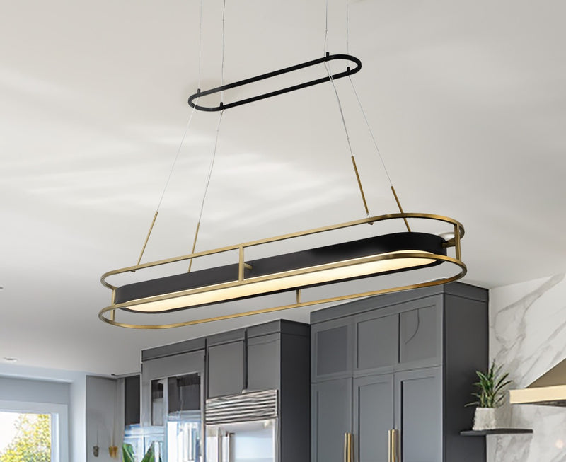 Minka-Lavery 5088-781-L LED Island Pendant, Sand Coal & Soft Brass
