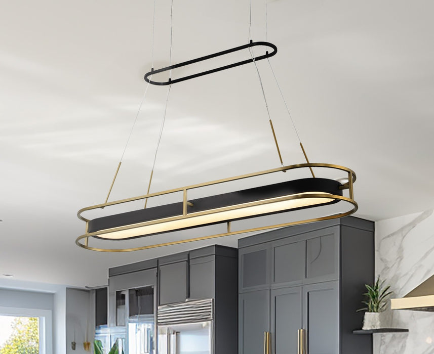 Minka-Lavery 5088-781-L LED Island Pendant, Sand Coal & Soft Brass