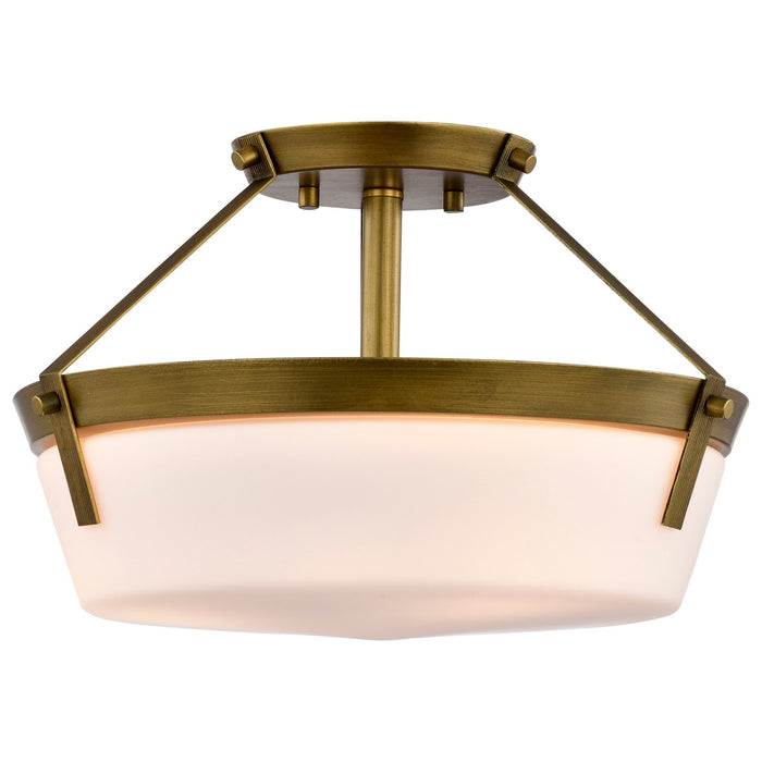 Nuvo Lighting 60-7753 Three Light Semi Flush Mount, Natural Brass