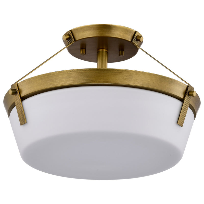 Nuvo Lighting 60-7753 Three Light Semi Flush Mount, Natural Brass