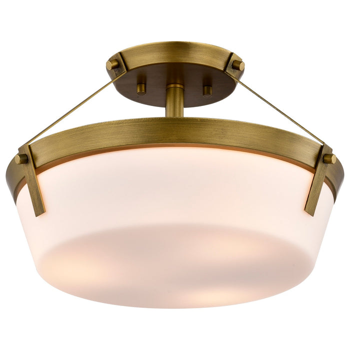 Nuvo Lighting 60-7753 Three Light Semi Flush Mount, Natural Brass