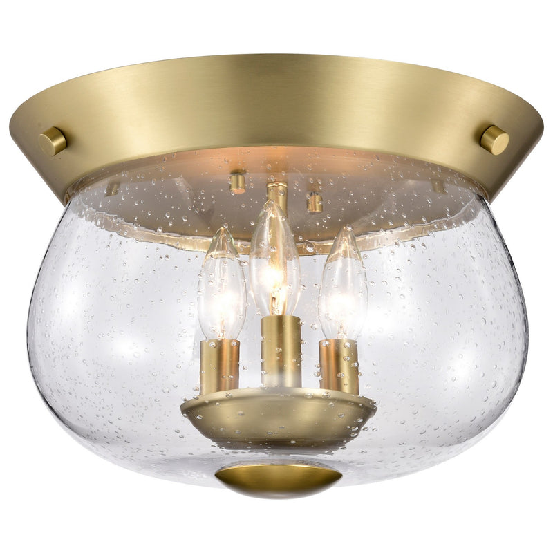 Nuvo Lighting 60-7807 Three Light Flush Mount, Vintage Brass