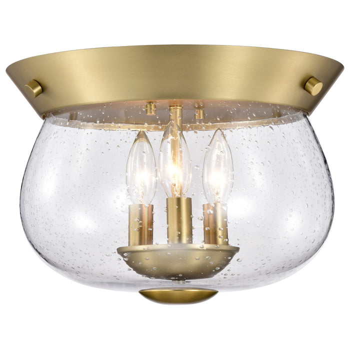 Nuvo Lighting 60-7807 Three Light Flush Mount, Vintage Brass