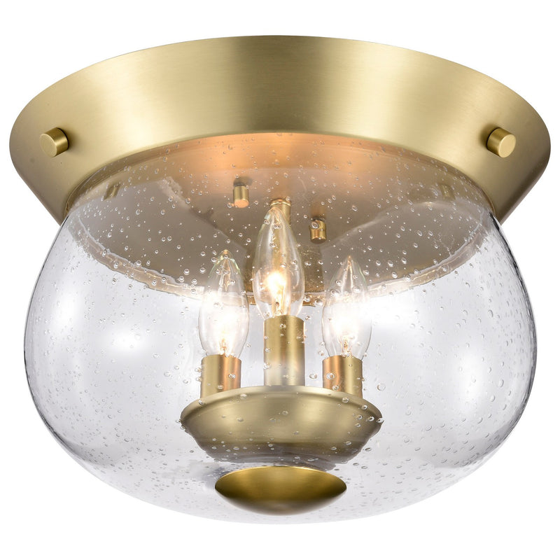 Nuvo Lighting 60-7807 Three Light Flush Mount, Vintage Brass