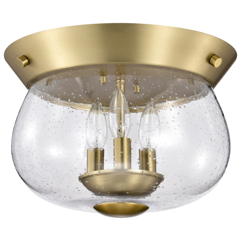 Nuvo Lighting 60-7807 Three Light Flush Mount, Vintage Brass