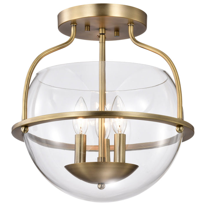 Nuvo Lighting 60-7821 Three Light Semi Flush Mount, Vintage Brass