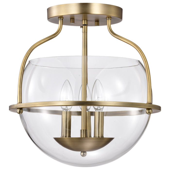 Nuvo Lighting 60-7821 Three Light Semi Flush Mount, Vintage Brass