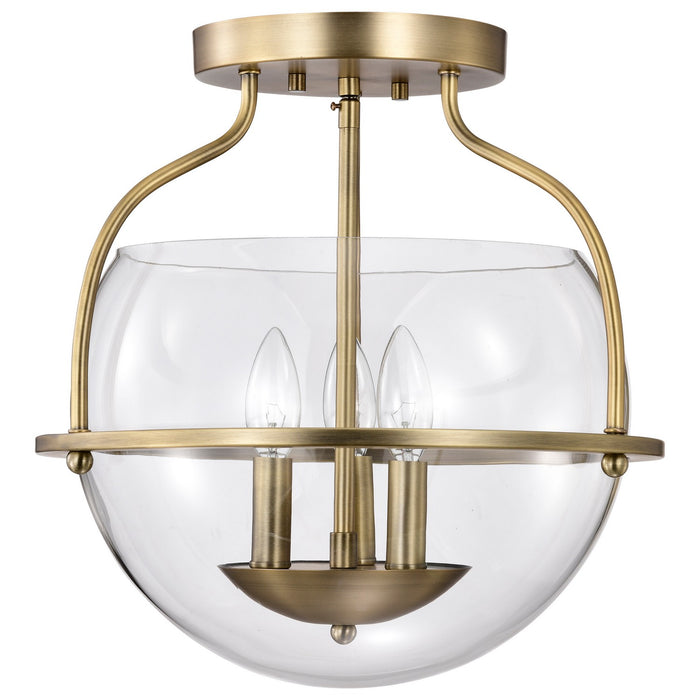 Nuvo Lighting 60-7821 Three Light Semi Flush Mount, Vintage Brass