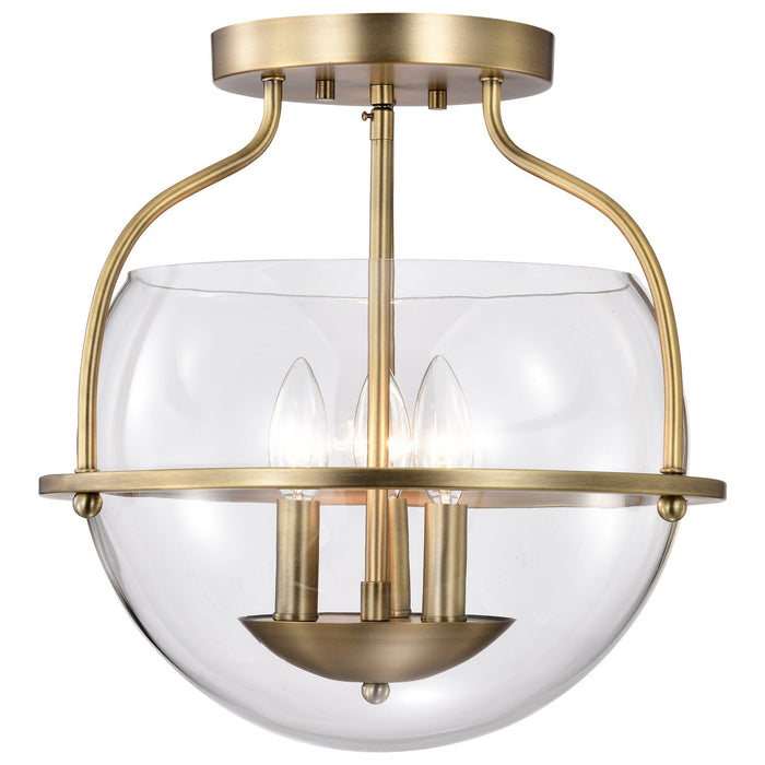 Nuvo Lighting 60-7821 Three Light Semi Flush Mount, Vintage Brass