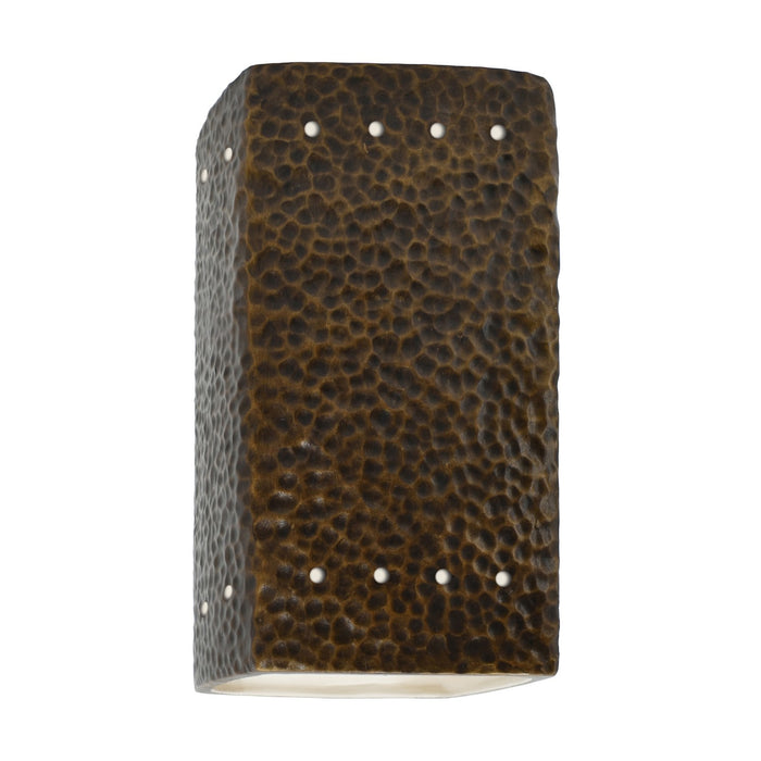 Justice Designs CER-5925-HMBR-LED1-1000 LED Wall Sconce, Hammered Brass