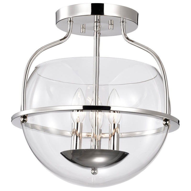 Nuvo Lighting 60-7822 Three Light Semi Flush Mount, Polished Nickel